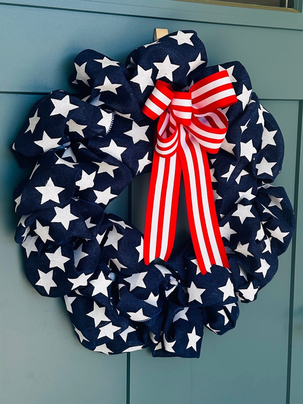 Handmade Fourth of July Patriotic Stars & Stripes Americana Wreath Door Decor - Picture 3 of 6